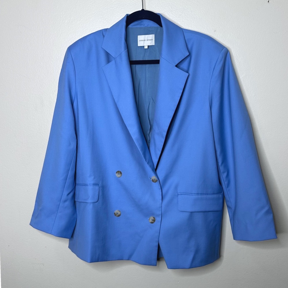 LOULOU Studio Blazer Donau Double Breasted Blue Boxy Oversized‎ size Large
